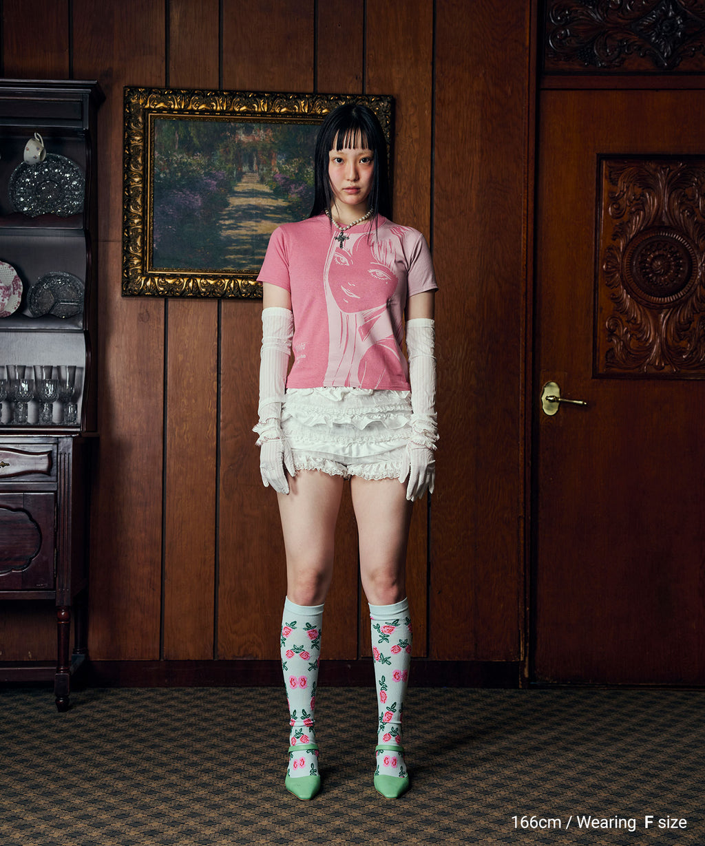 niceghostclub junji ito maniac tomie silhouette mini tee [pink]