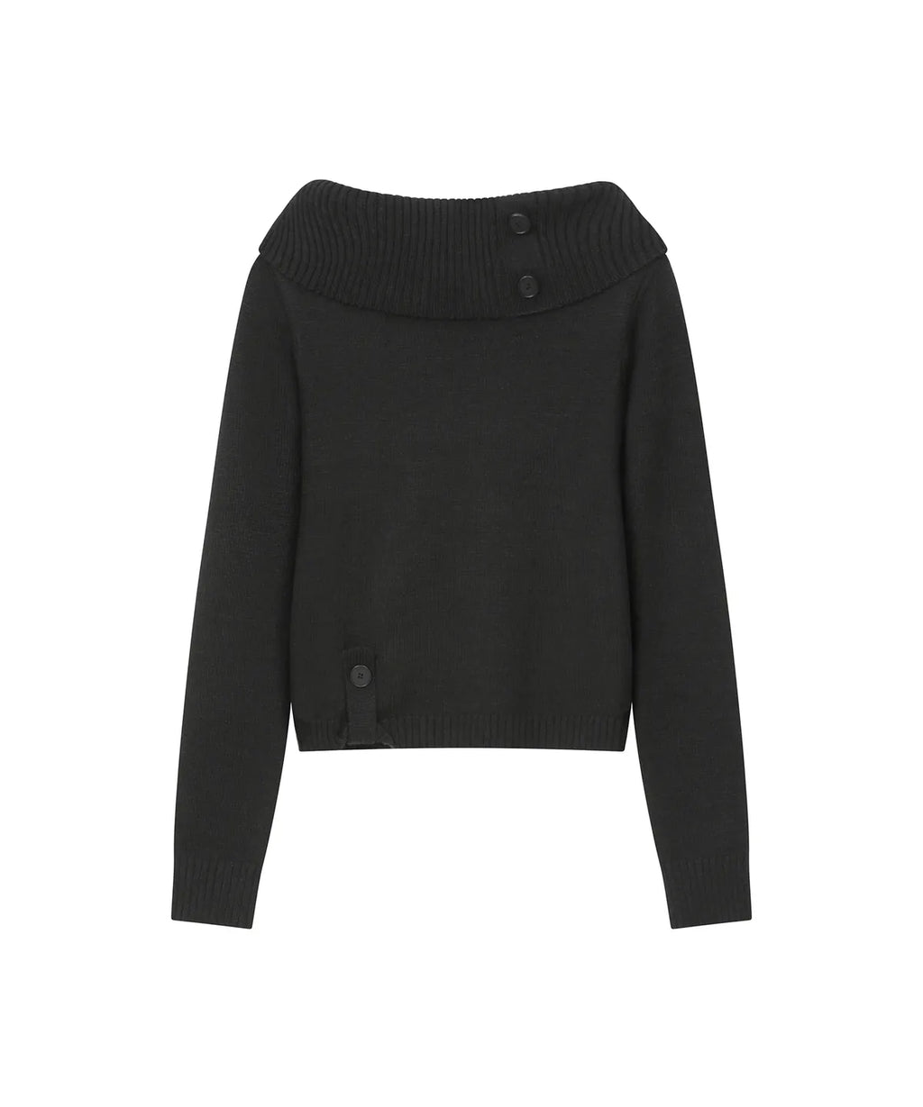 [Miseki SEOUL] Button Off Shoulder Knit - 2 Colors