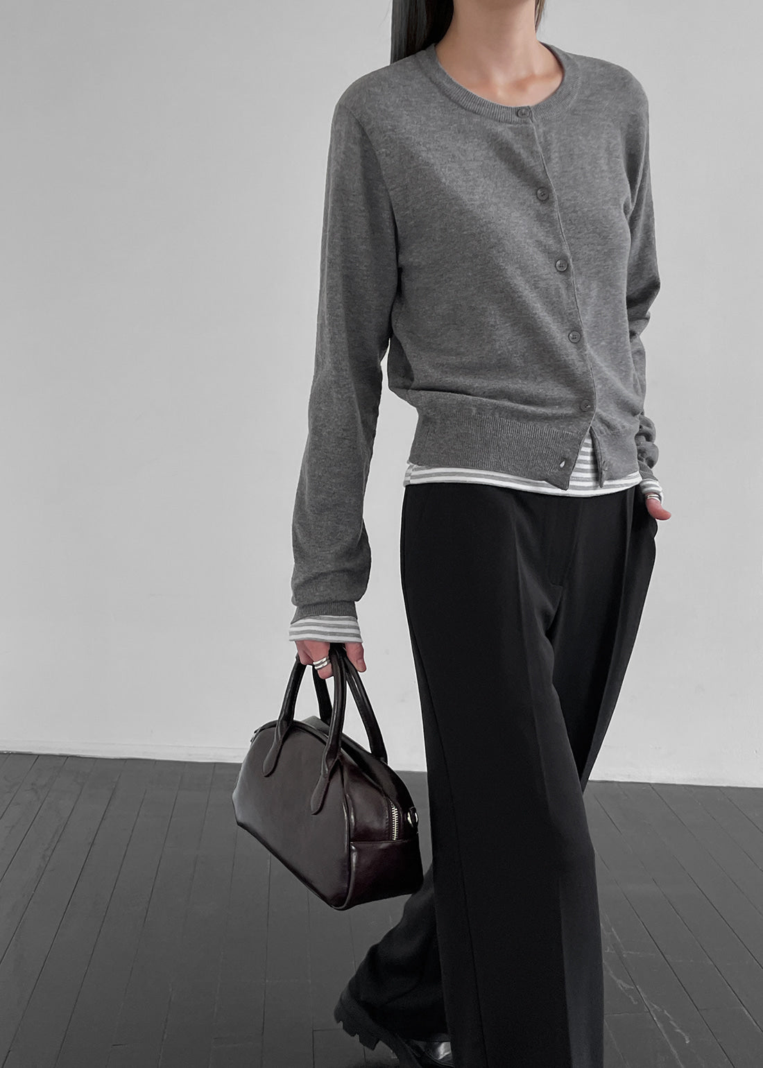 韓國製造 Round Cardigan / Grey