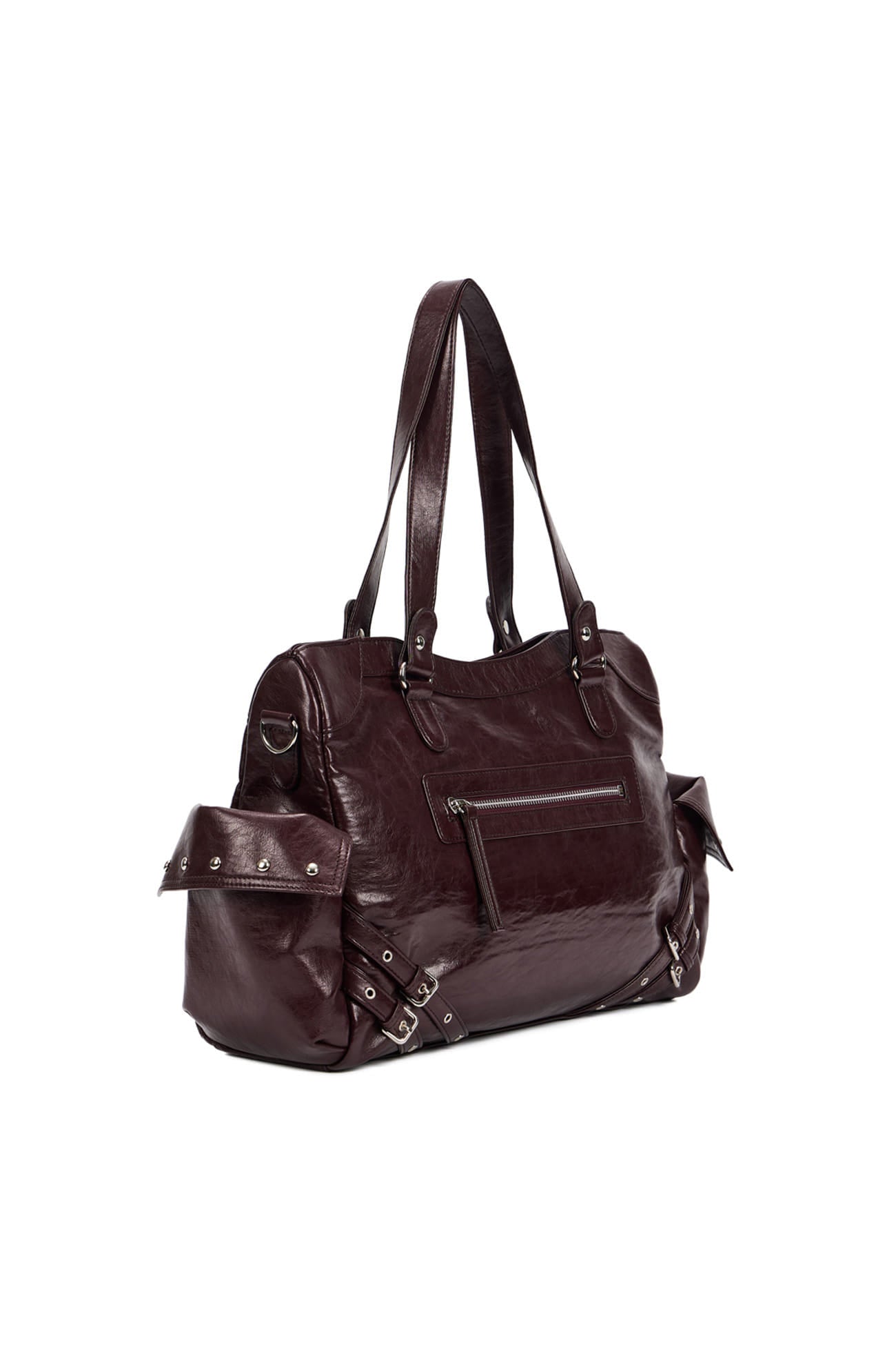 DEINET STUD POCKET BIG BAG IN BURGUNDY