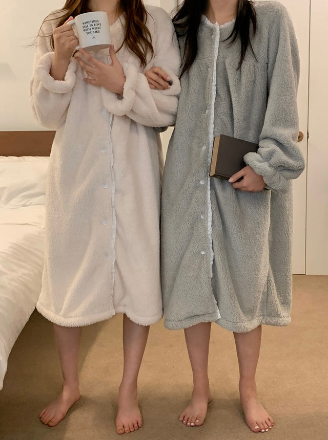 [韓國售出10,000+⭐️] J'eu Fluffy Lace Fleece Pajama Set 5colors