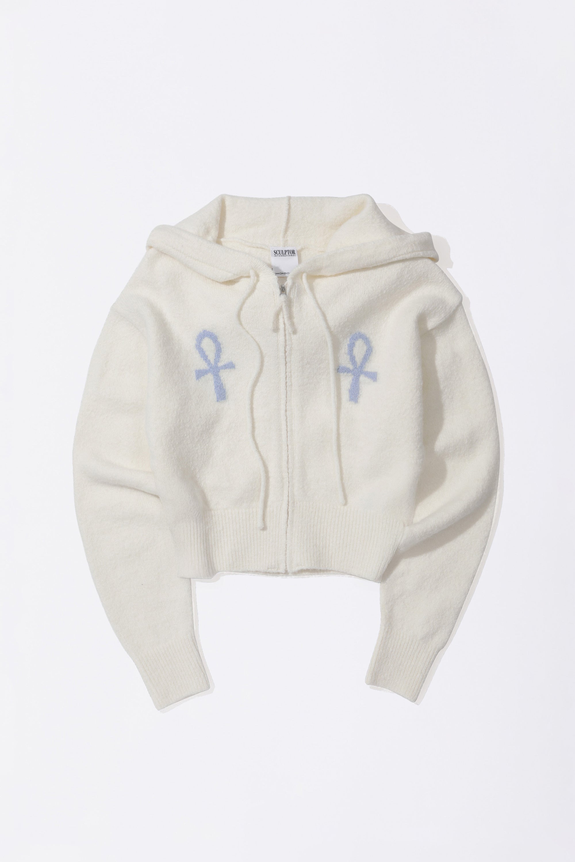 Sculptor Ankh Boucle Knit Cardigan Ivory