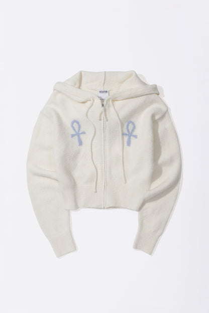 Sculptor Ankh Boucle Knit Cardigan Ivory
