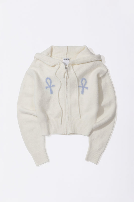 Sculptor Ankh Boucle Knit Cardigan Ivory