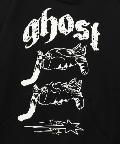 niceghostclub A FALLING CAT HOODIE [BLACK]