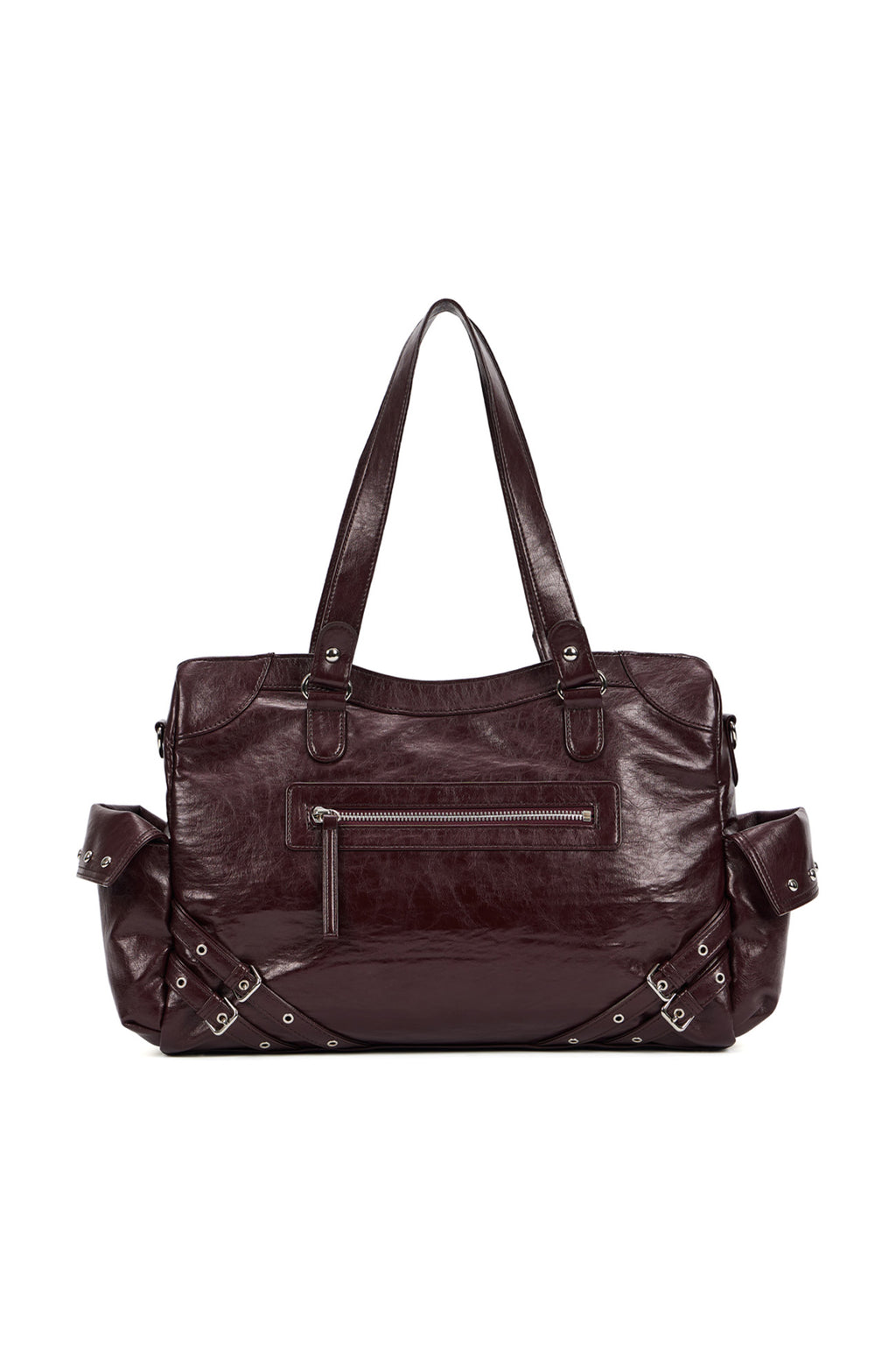 DEINET STUD POCKET BIG BAG IN BURGUNDY