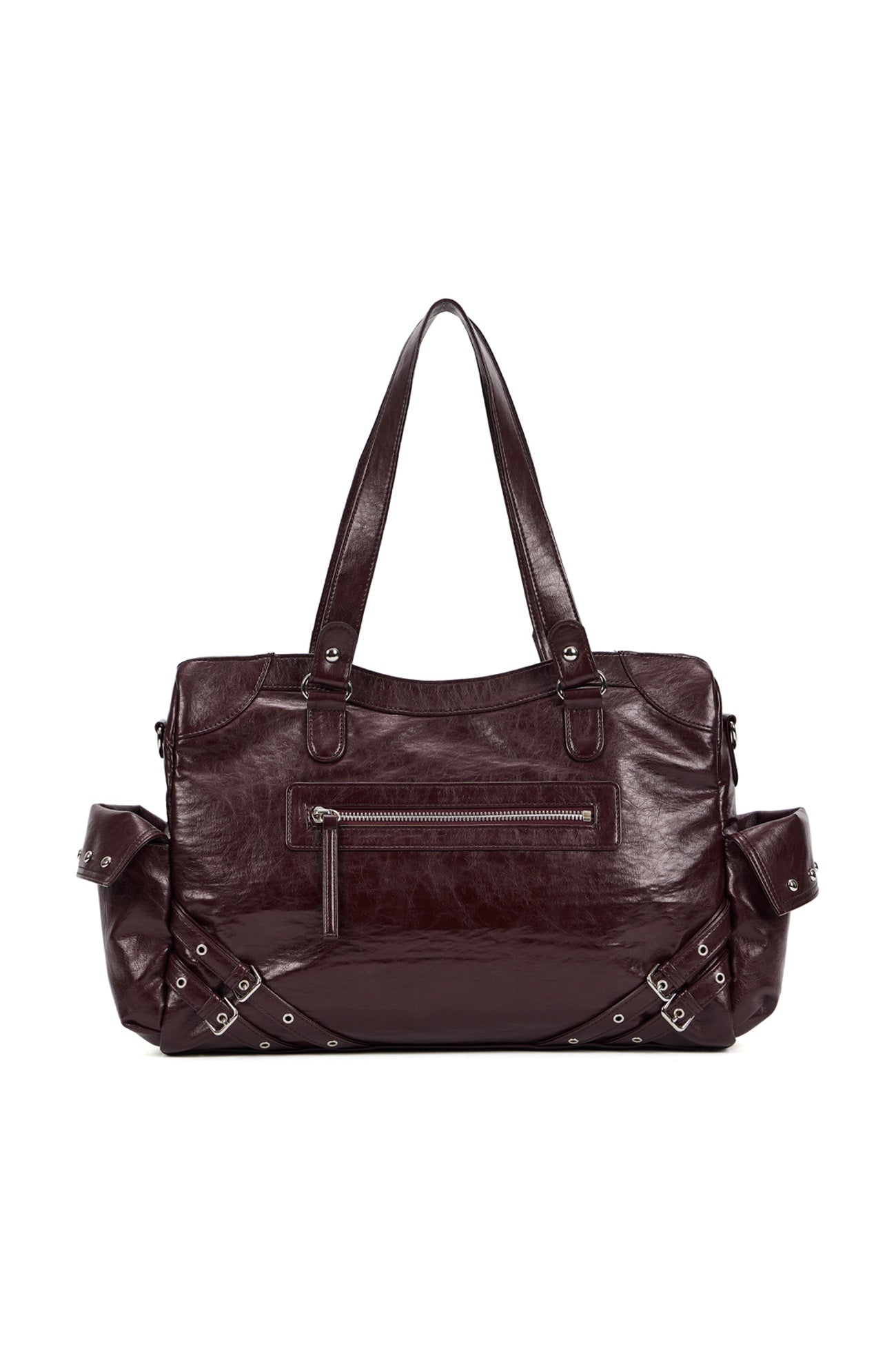DEINET STUD POCKET BIG BAG IN BURGUNDY