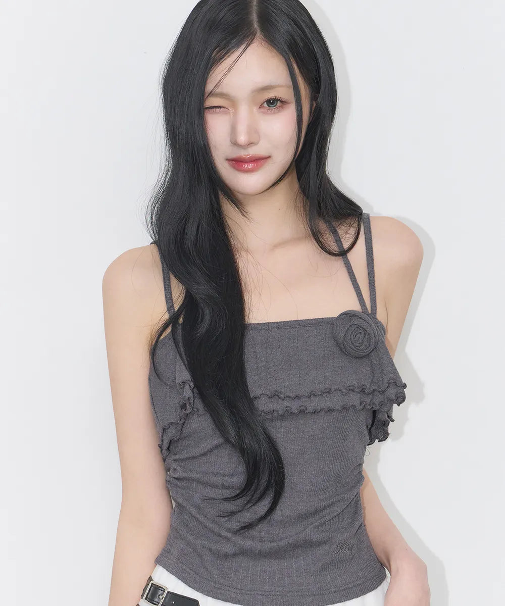 [ILLIGO] ROSE RUFFLE SLEEVELESS_4 COLORS