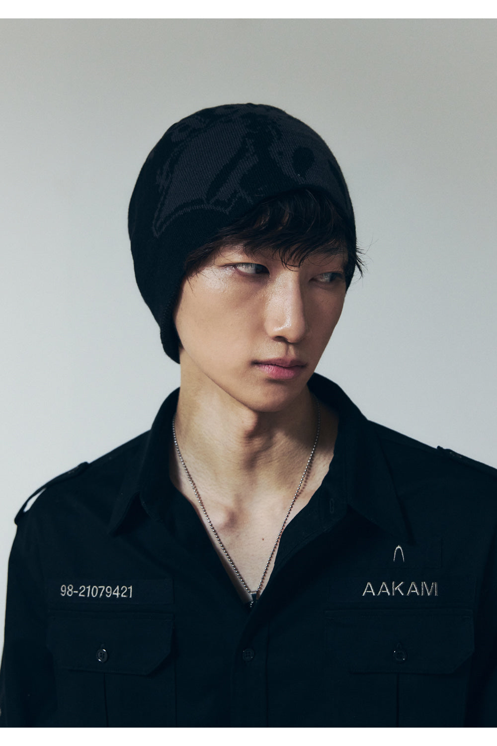 AAKAM Vintage Graphic Jacquard Beanie (Black)