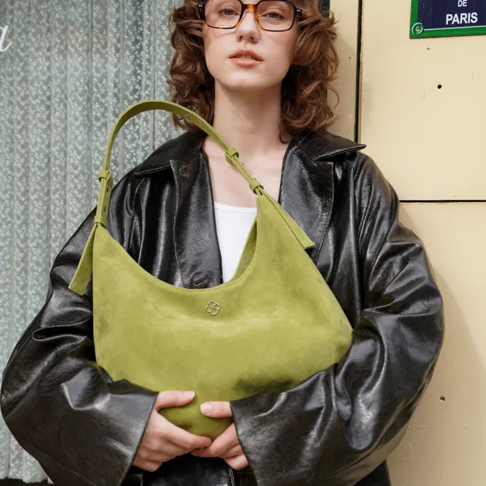 Heeari Ivy Suede Shoulder Bag - Moss Green