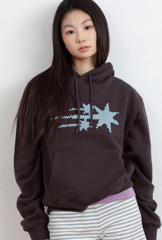 MOSAIC 3STAR CROP HOODIE [BROWN]