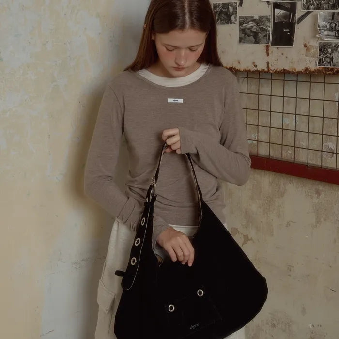 LETERIE SUEDE BUCKLE REVERSIBLE SHOULDER BAG_3COLORS