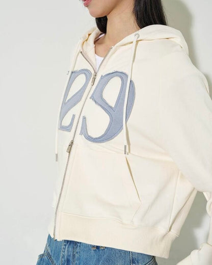 ILLIGO Logo Patch Hoodie Zip-Up / Cream