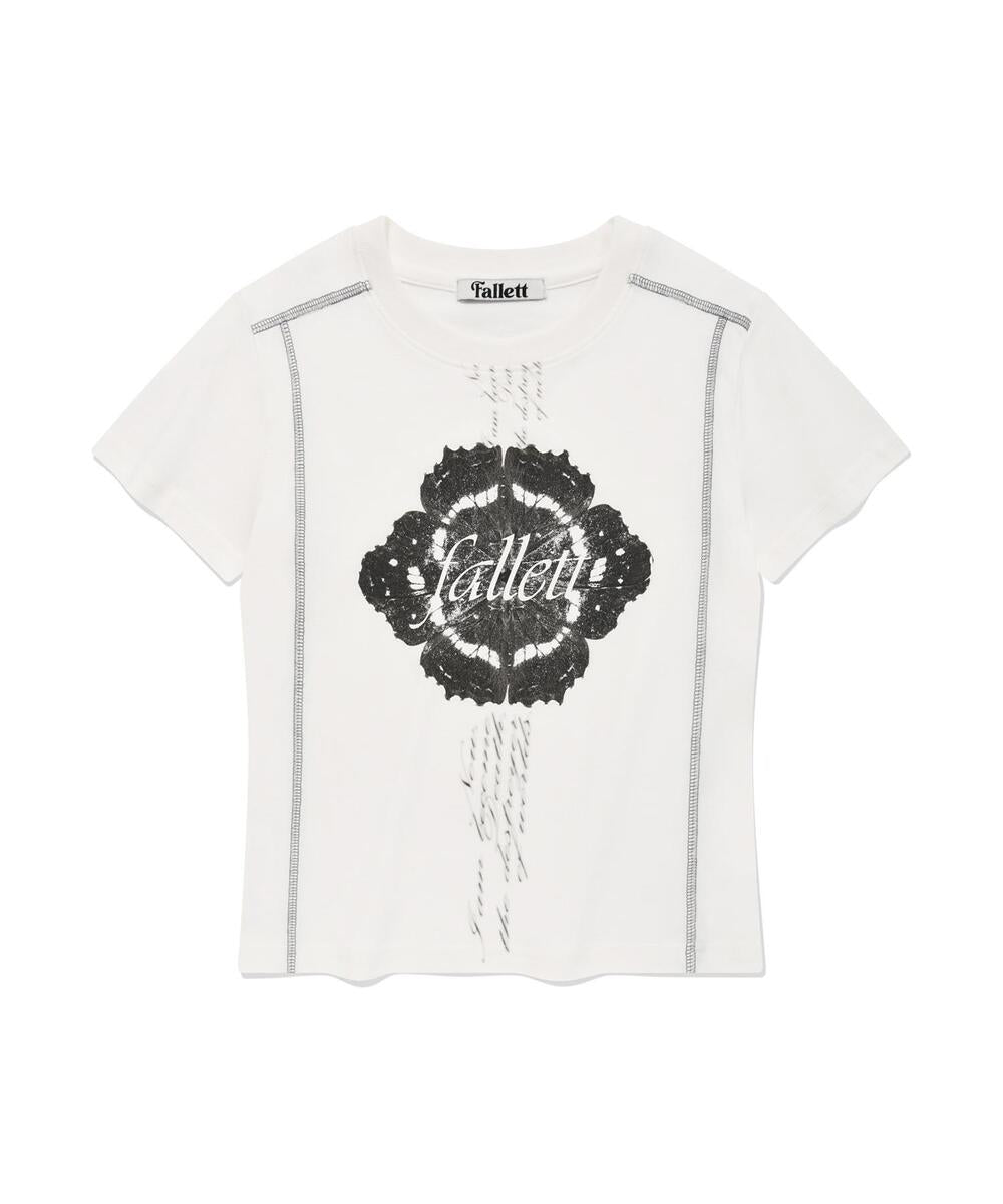 Fallett Flower T-shirt - white/charcoal