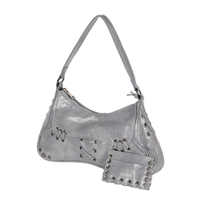 ILLIGO Eyelet Stud Shoulder Bag / grey