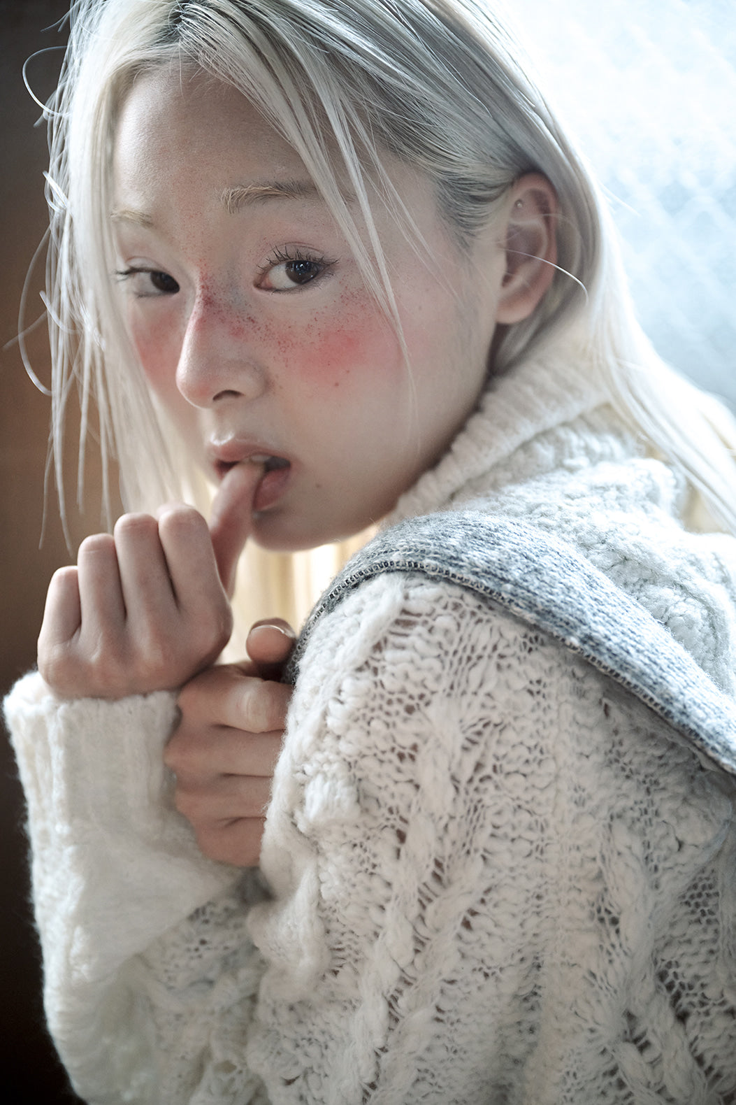 hugyourskin Popcorn knit zip-up (Butter)