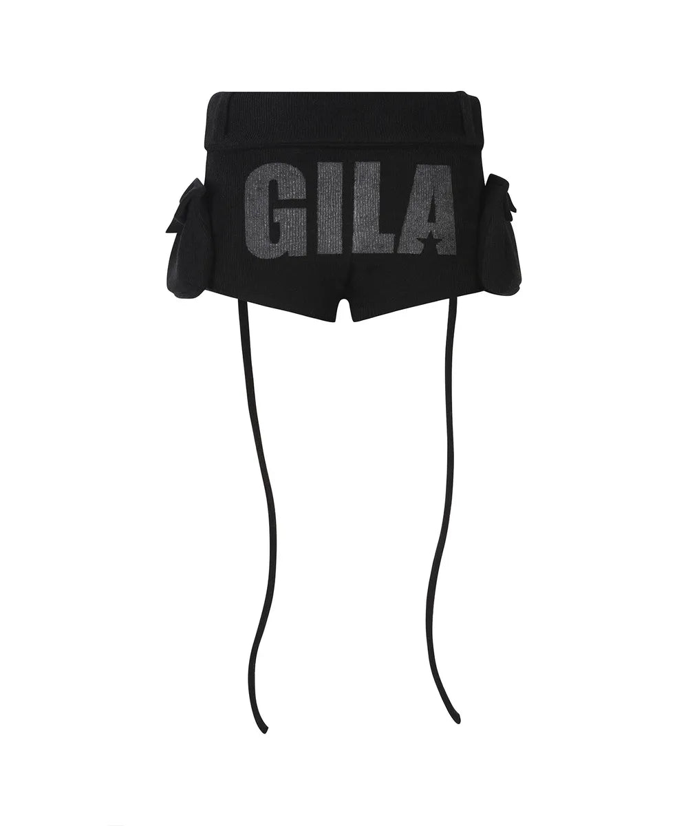 GILA ARCHIVE BOLD LOGO POCKET KNIT SHORTS_BLACK