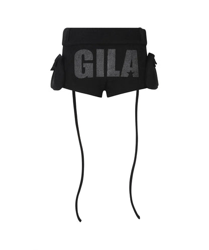 GILA ARCHIVE BOLD LOGO POCKET KNIT SHORTS_BLACK