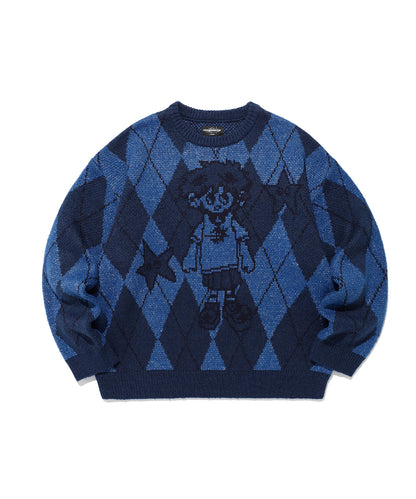 niceghostclub 
LITTLE GHOST ARGYLE KNIT
[BLUE]