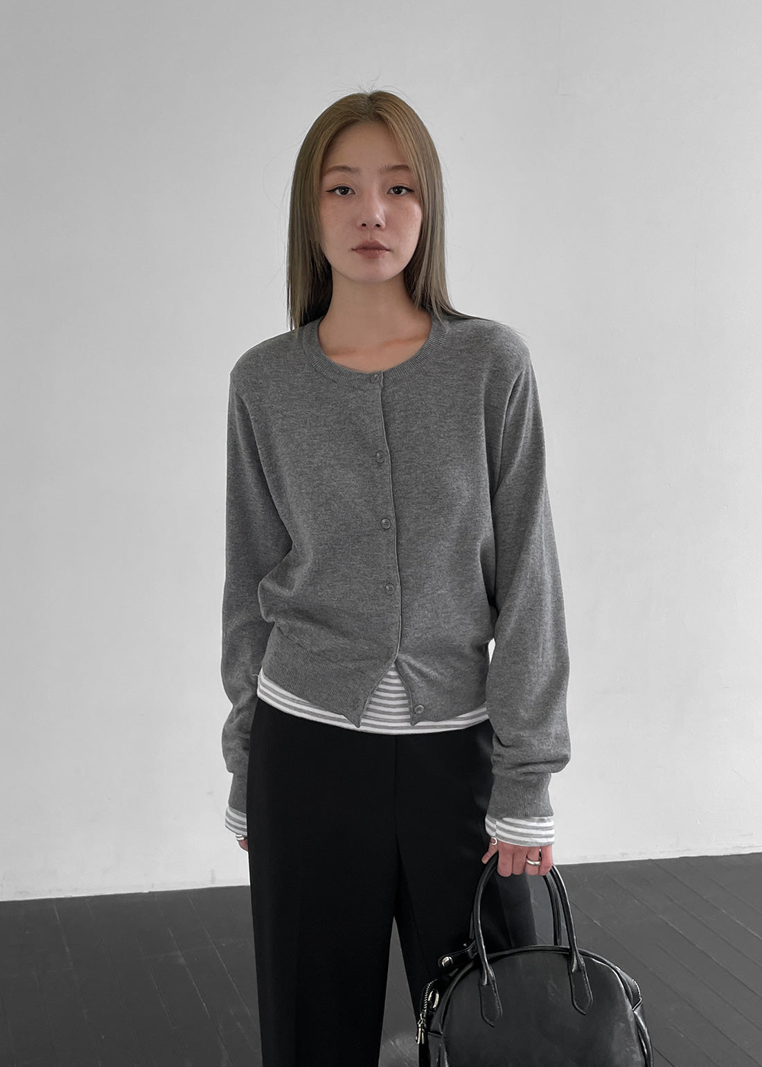 韓國製造 Round Cardigan / Grey