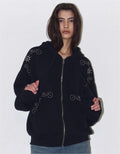 [시안同款🎀] Polysooem ORNAMENT STUDDED HOODIE_ONZI_EDITION / BLACK