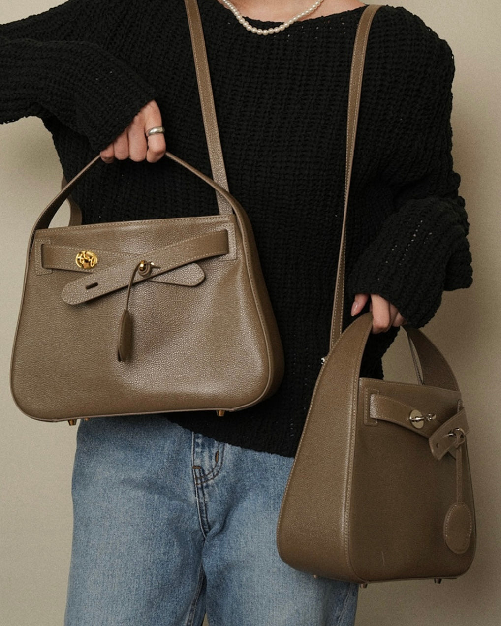 [100%牛皮] THE OFTN TILT ETAUPE M GOLD/SILVET