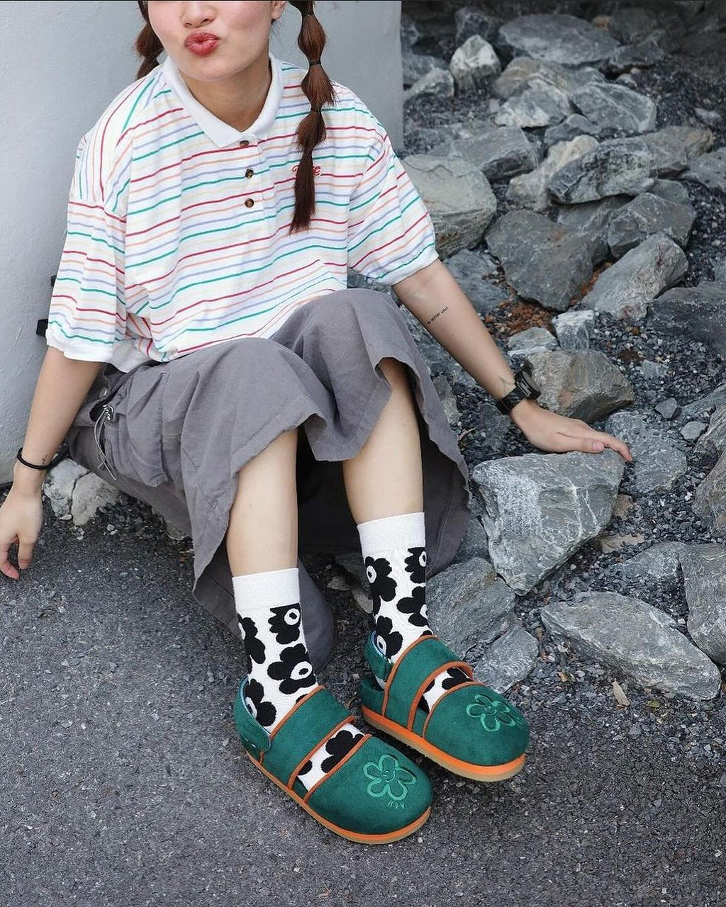 Flower Sandals🌻✨ - seaweed (Size 35~45 avilable)