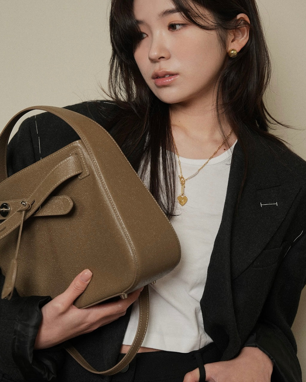 [100%牛皮] THE OFTN TILT ETAUPE M GOLD/SILVET