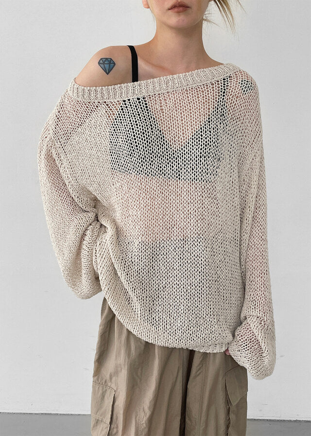 Summer Boat Neck Overfit Knit / 2colors