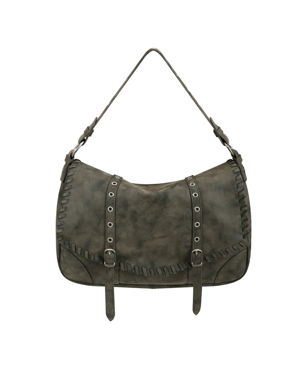 [yeomim] braided flap bag (black/grunge taupe)