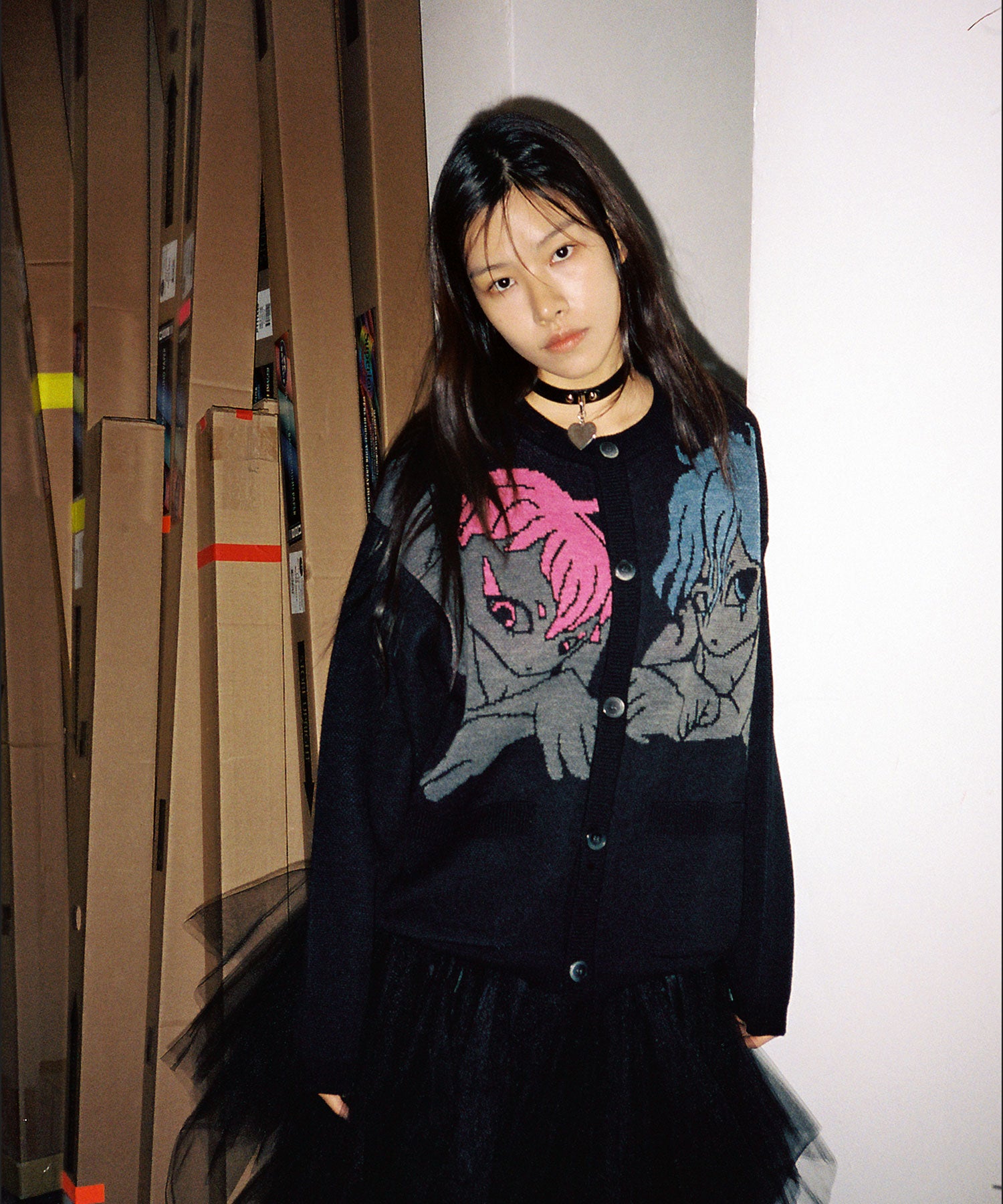 niceghostclub ANGELS KNIT CARDIGAN [BLACK]