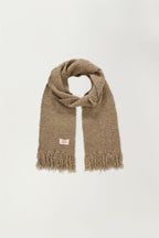 Fluffy Premium Wool Blende Fringe Muffler - Brown