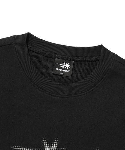 niceghostclub 3STARS HALFTONE LOGO SWEATSHIRT [BLACK]