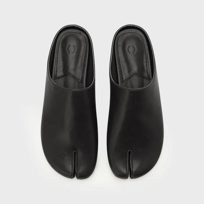 PAES Round Low Flat Mule - Black