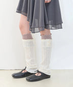 [illigo] LACE COLOR-BLOCK LEG WAEMER_IVORY