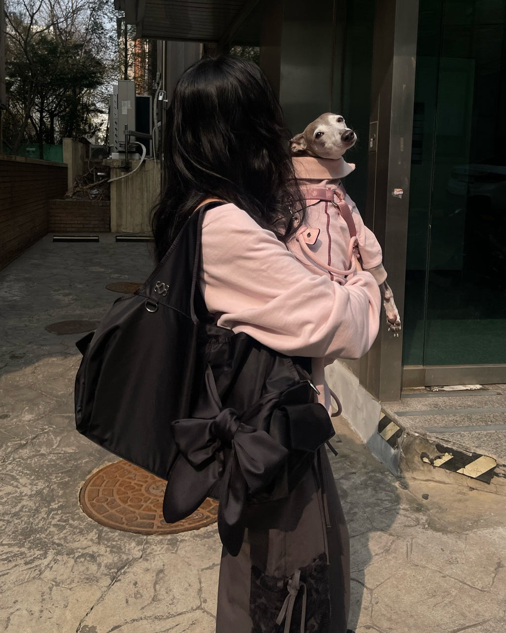siweol Bow Shoulder Bag / Nylon Black