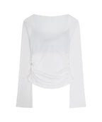 [illigo] LAYERED RIBBON TIE LONG SLEEVE_WHITE