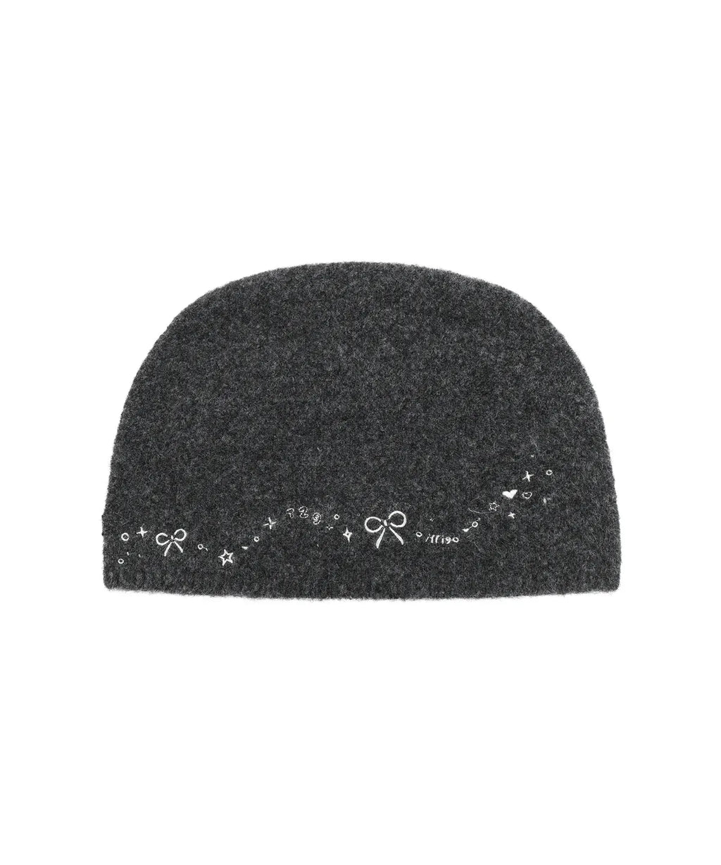[illigo] DRAWING EMBROIDERY BEANIE_CHARCOAL