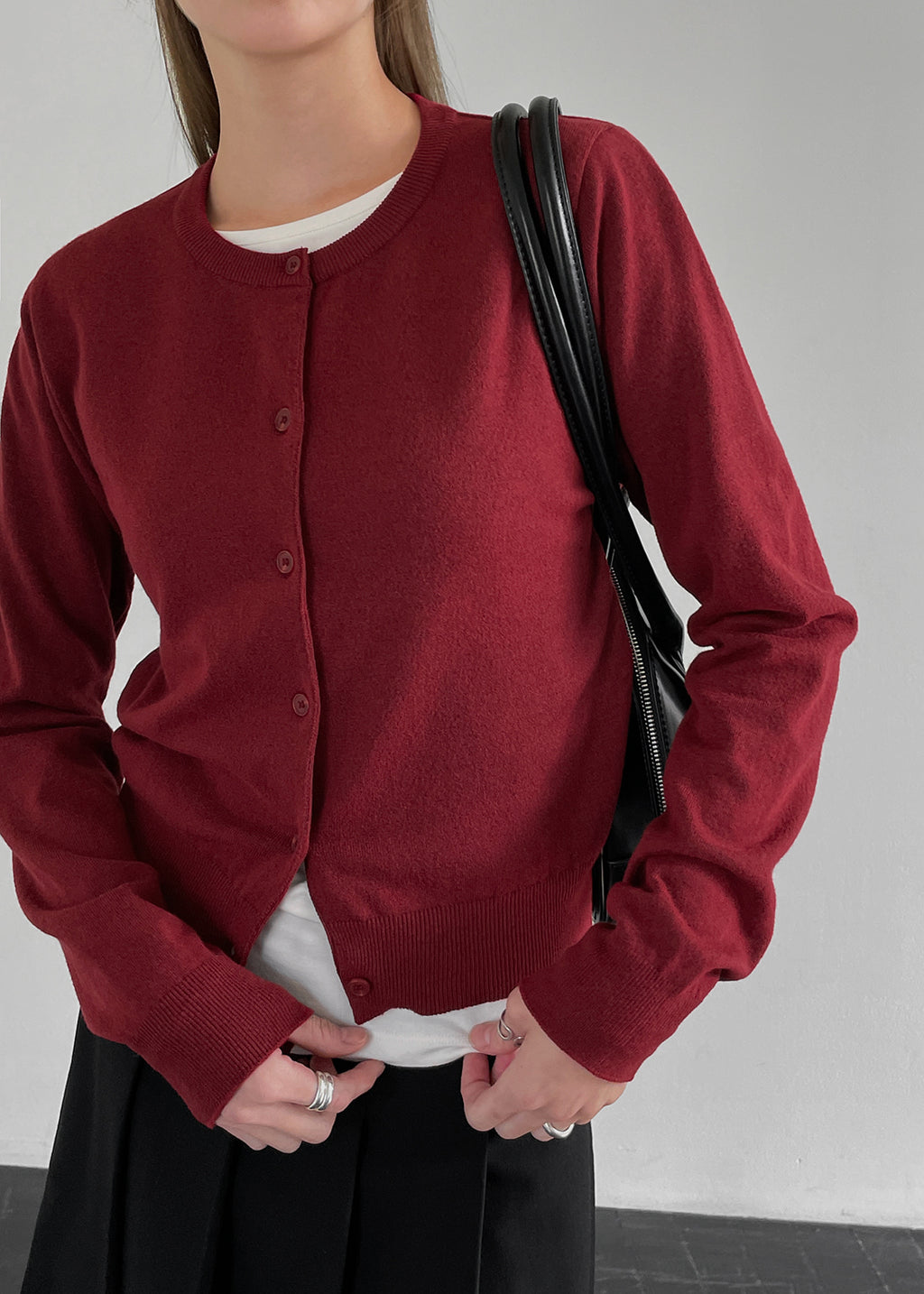 韓國製造 Round Cardigan / Red