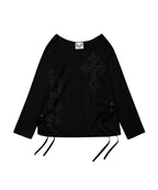 GILA ARCHIVE ONE SHOULDER GRAPHIC LONG SLEEVE_BLACK