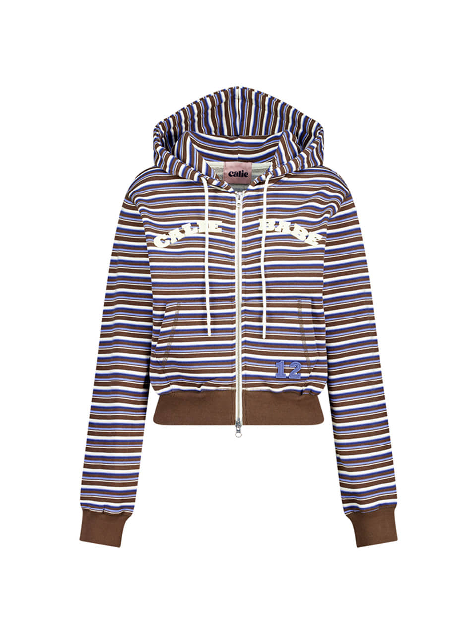 CALIE BABE STRIPE HOOD ZIP UP BROWN