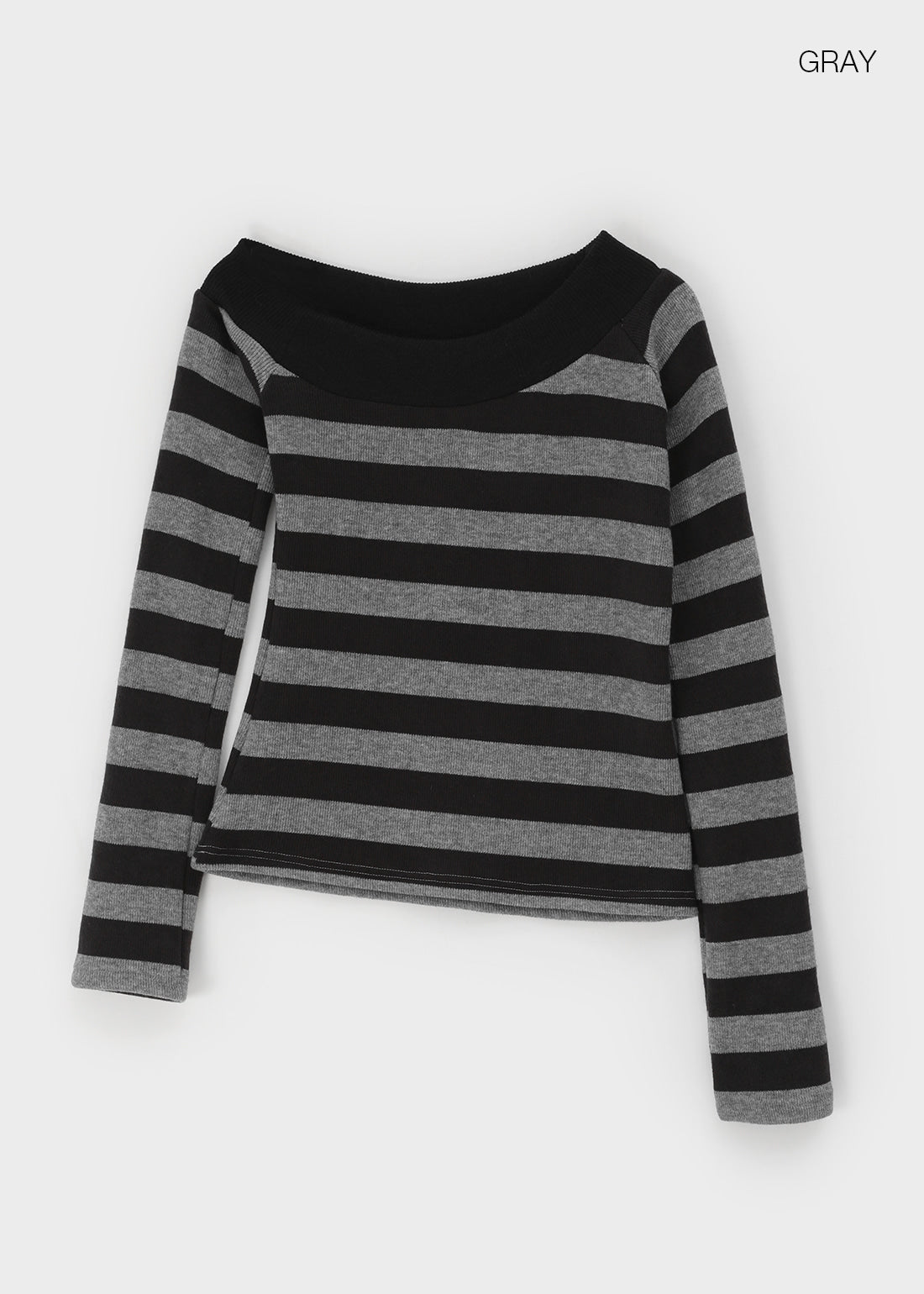 BLACKUP Striped Off-Shoulder LS Tee / 3colors