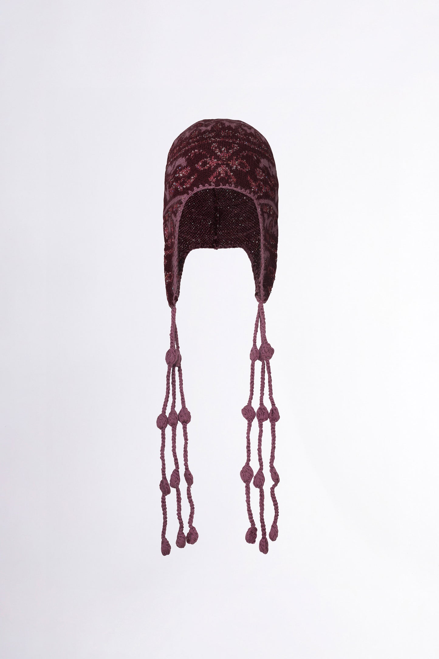 Sculptor Sequin Nordic Earflap Beanie Deep Purple