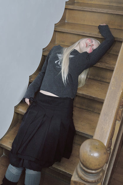 hugyourskin Fallen angel button knit top (Charcoal)