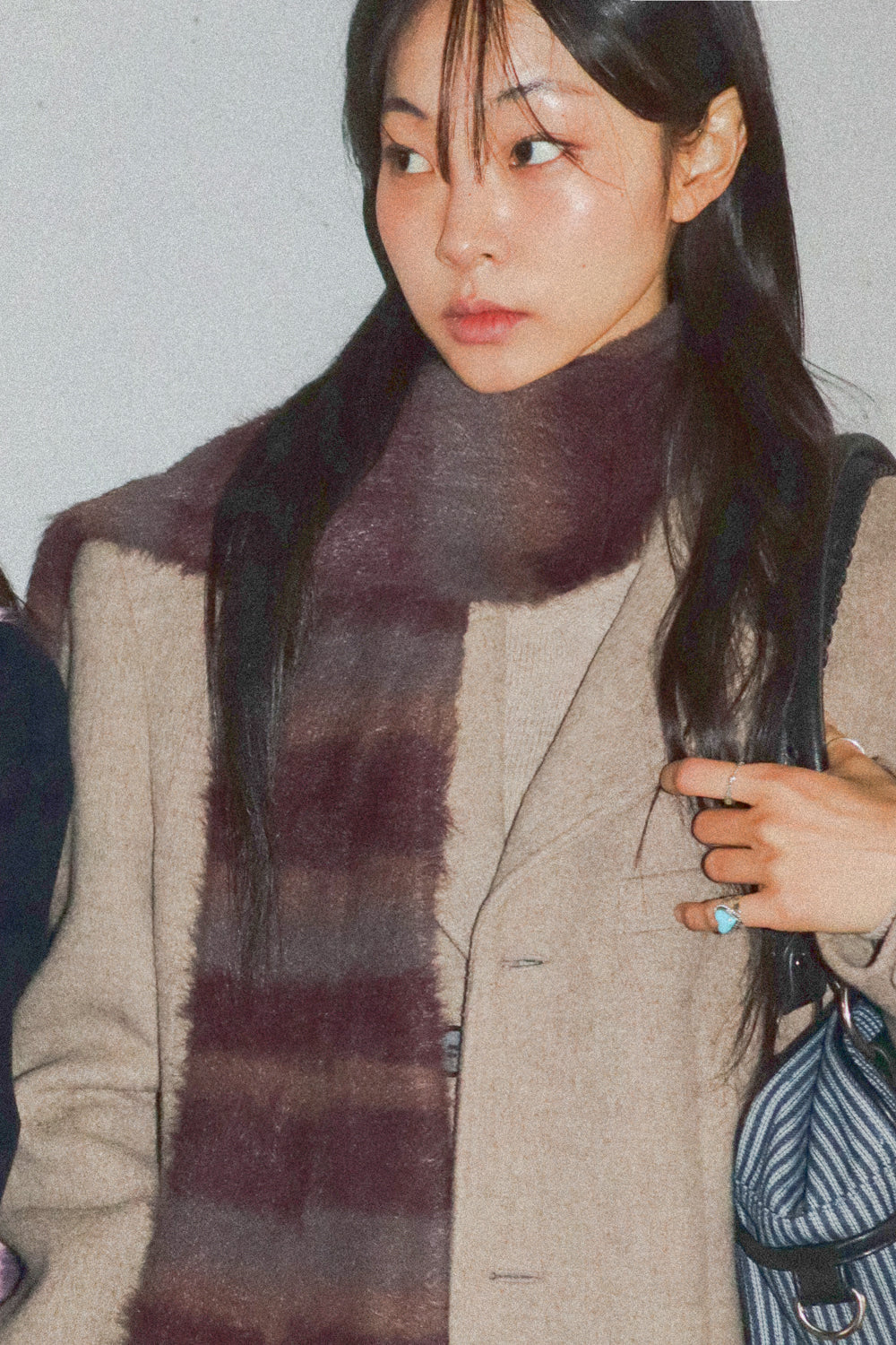 IUGA Striped Hairy Bold Muffler (Brown)