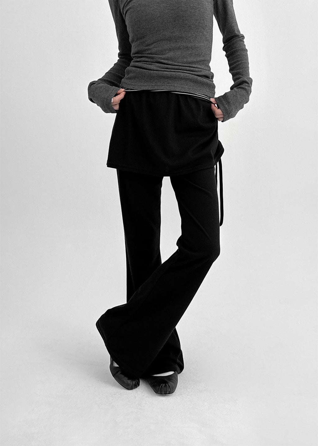 Levi Shirring Banded Skirt Pants - 2colors