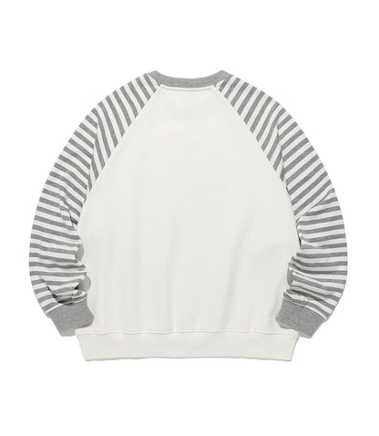 STRIPE 3STAR RAGLAN SWEATSHIRTS [WHITE]