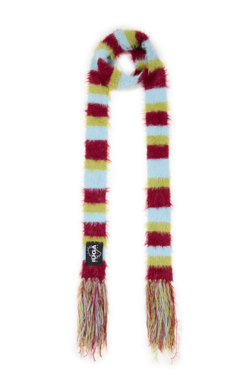 IUGA Striped Hairy Skinny Muffler (Burgundy)