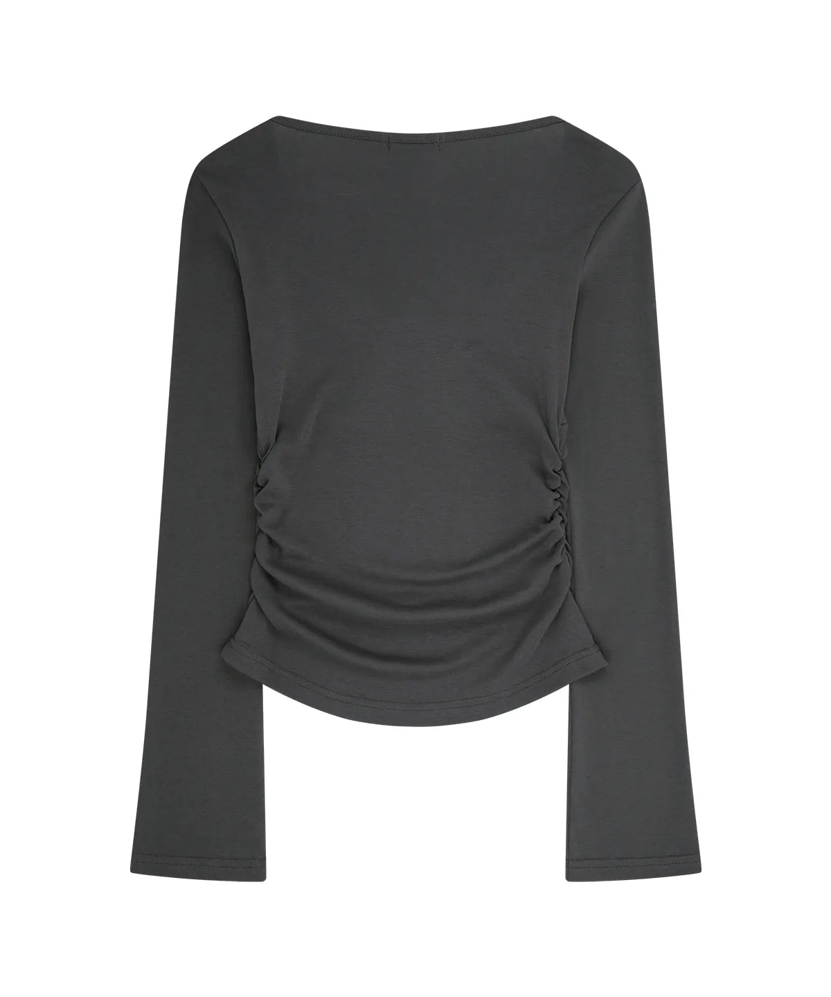 [illigo] LAYERED RIBBON TIE LONG SLEEVE_CHARCOAL