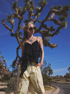 [asif calie] CHIFFON RUFFLE SLEEVELESS BLOUSE BLACK